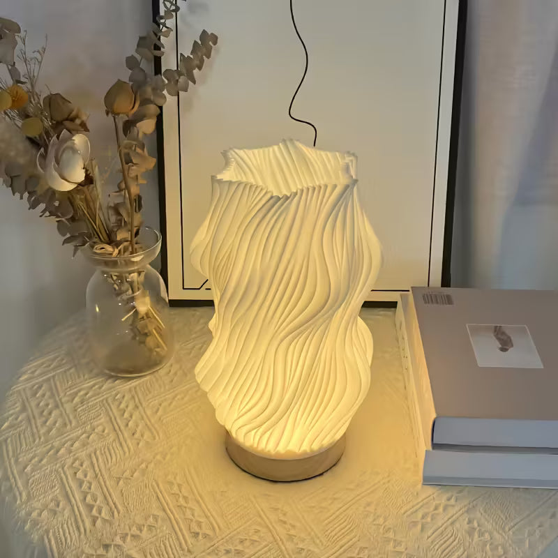 Lampă sculptură texturată exquisită cu design ondulat
