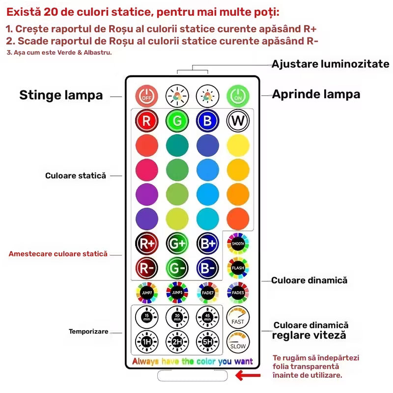 Lampă Lună cu Telecomandă