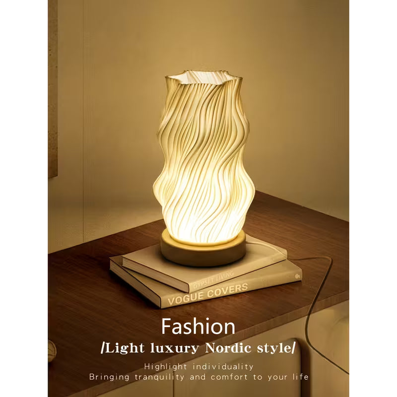 Lampă sculptură texturată exquisită cu design ondulat