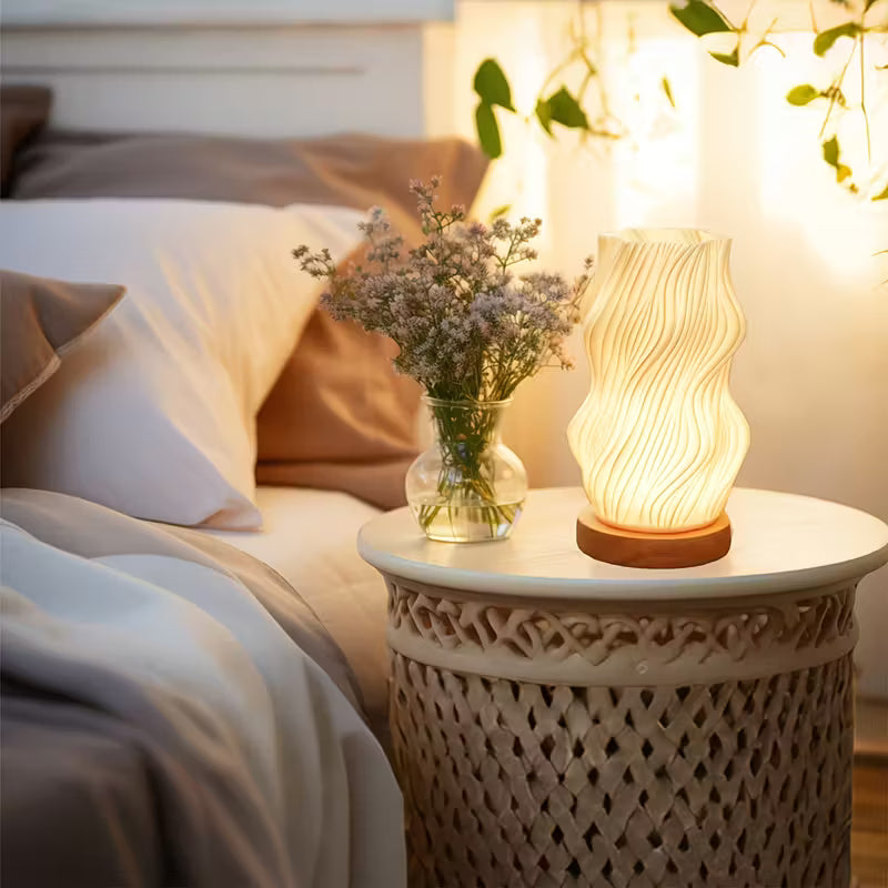 Lampă sculptură texturată exquisită cu design ondulat