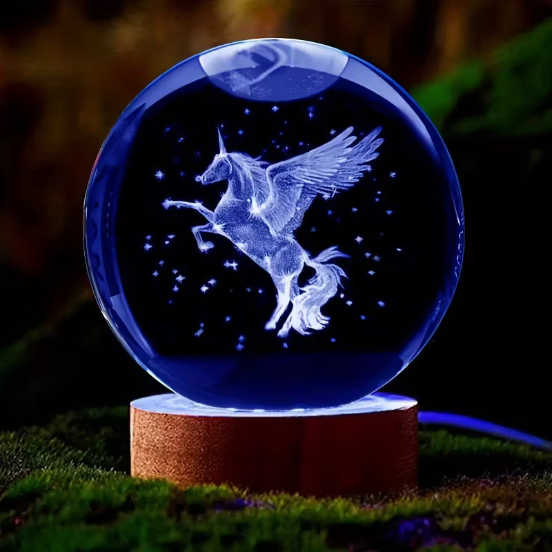 Lumină de noapte unicorn LED cu cristal