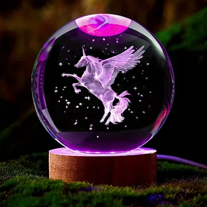 Lumină de noapte unicorn LED cu cristal