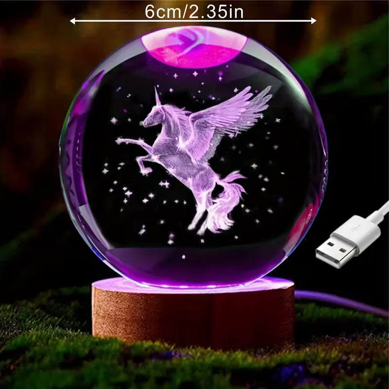Lumină de noapte unicorn LED cu cristal