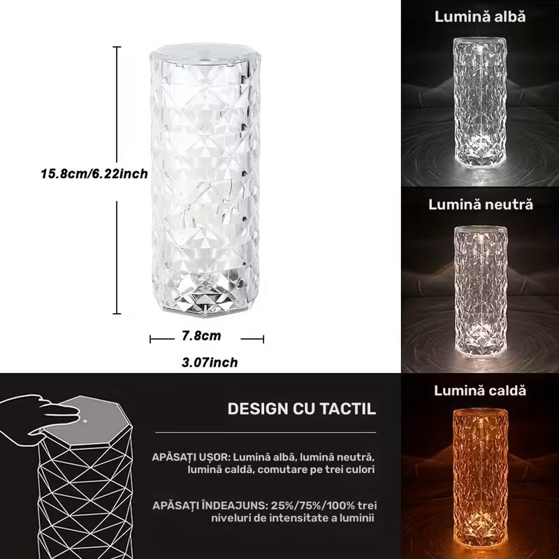 Lampă de masă cu diamant de cristal